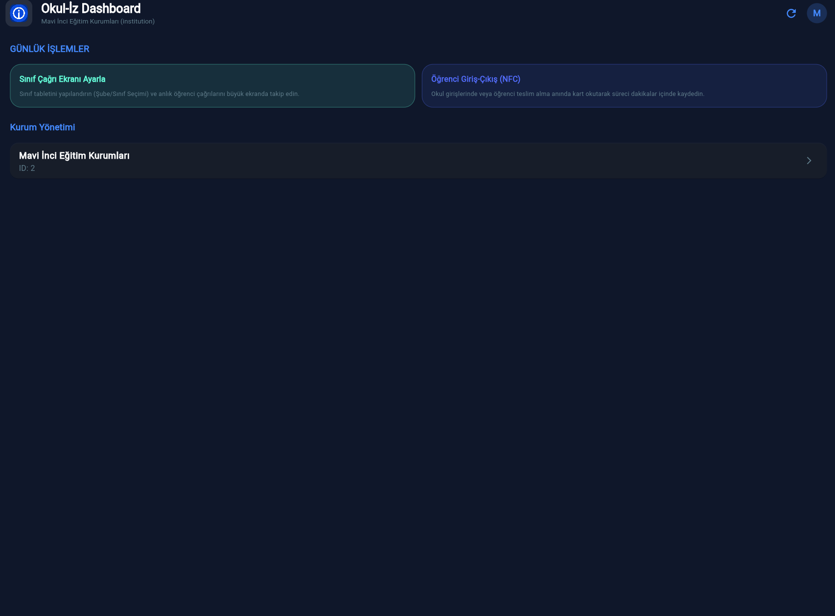 Okul-İz Dashboard